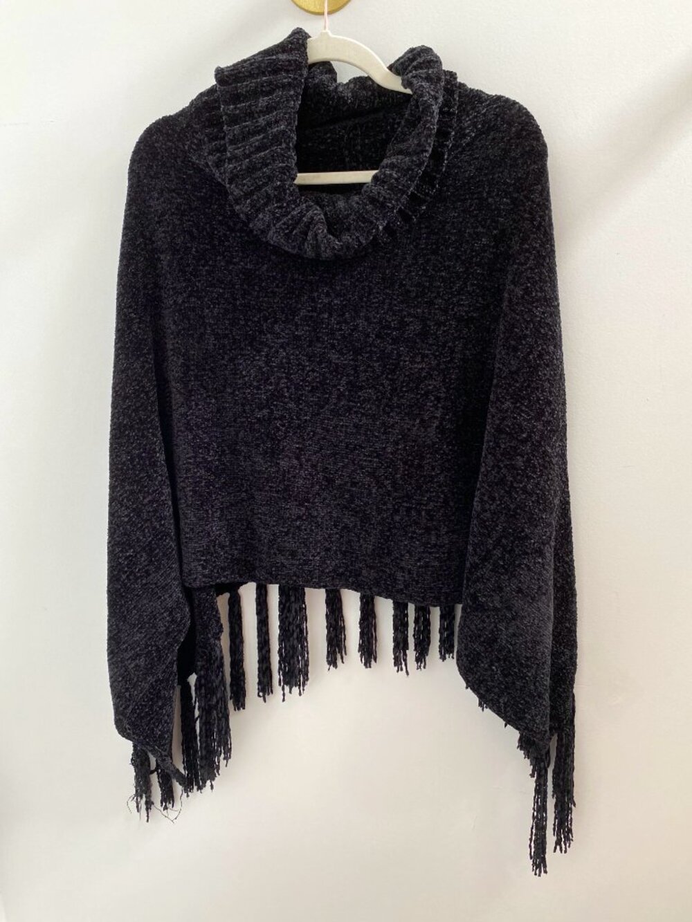 Black Beyond Soft Cowl Neck Poncho by Britt's Knits - One Size